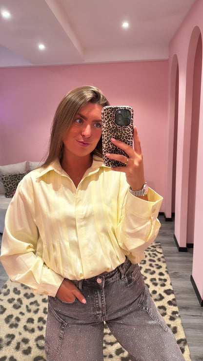 Ballon Stripe Blouse Licht Geel