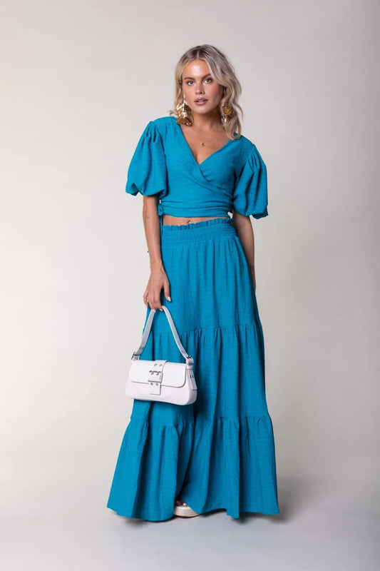 Colourful Rebel Dewi Knitted Maxi Skirt Dark Turquoise