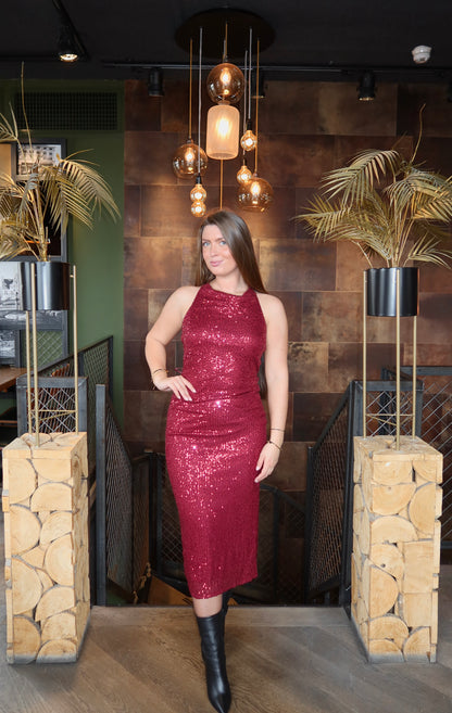 Paillet Glitter Jurk Evy Rood