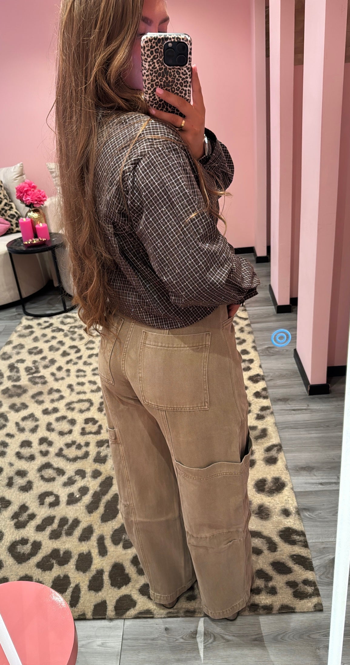 Queen Hearts Cargo Pocket Jeans Camel 3938E