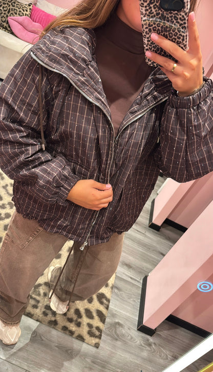 Macy Puffer Jacket Brown Strass 8564