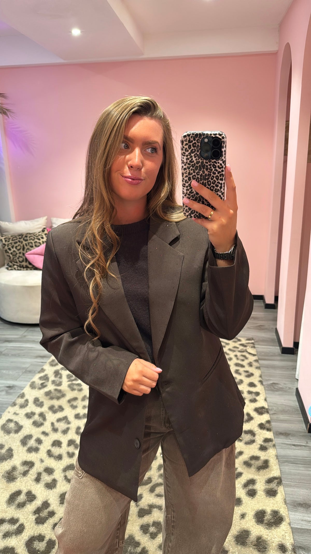 Luxe Blazer Strass Bruin