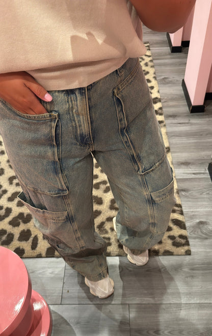 Queen Hearts Cargo Pocket Jeans 3938