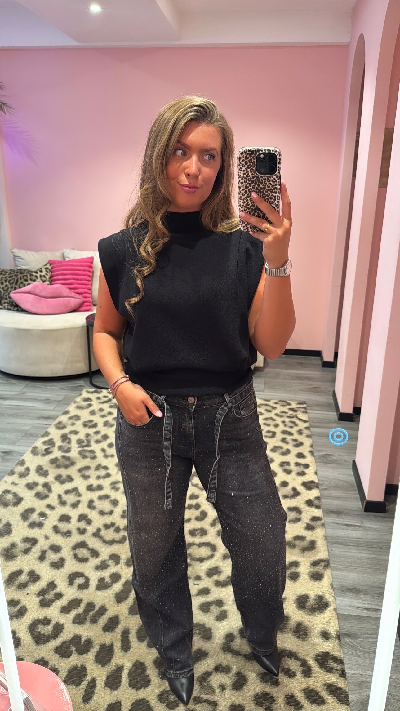 Balloon Fit Jeans Strass Zwart 8692-3