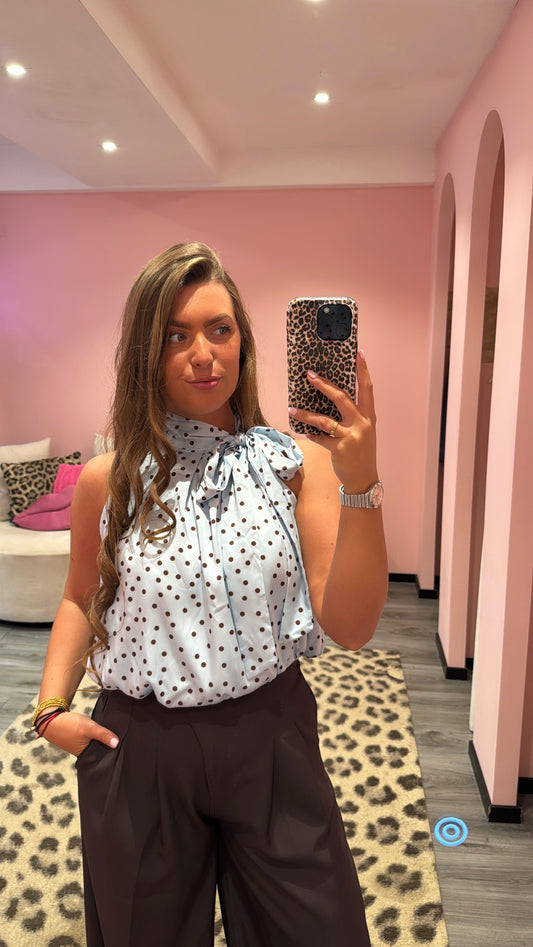 Dots Top Blauw/Bruin