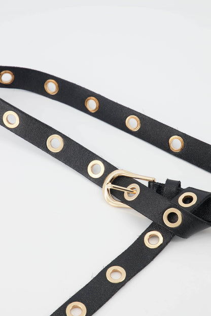 Avery belt gold rings black 