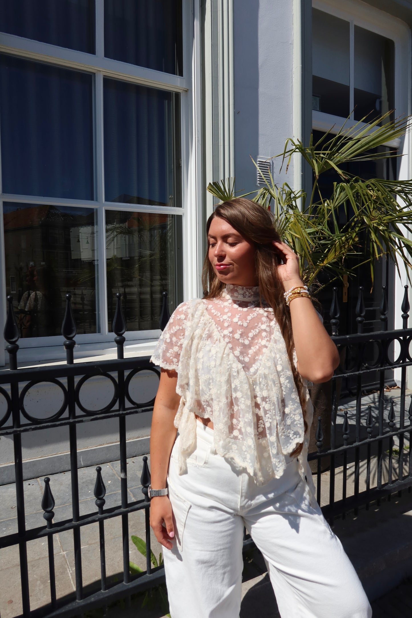 Boho Chic Lace Top Beige