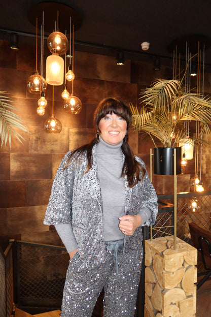 Ambika Velvet Paillet Blazer Zilver