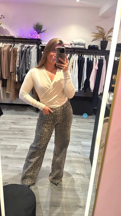 Leopard Wide Leg Jeans Long 6265