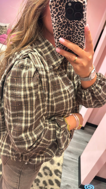Blouse Fay Cropped Bruin/Beige Strass 013