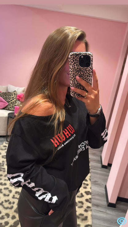 Off Shoulder Longsleeve Zwart