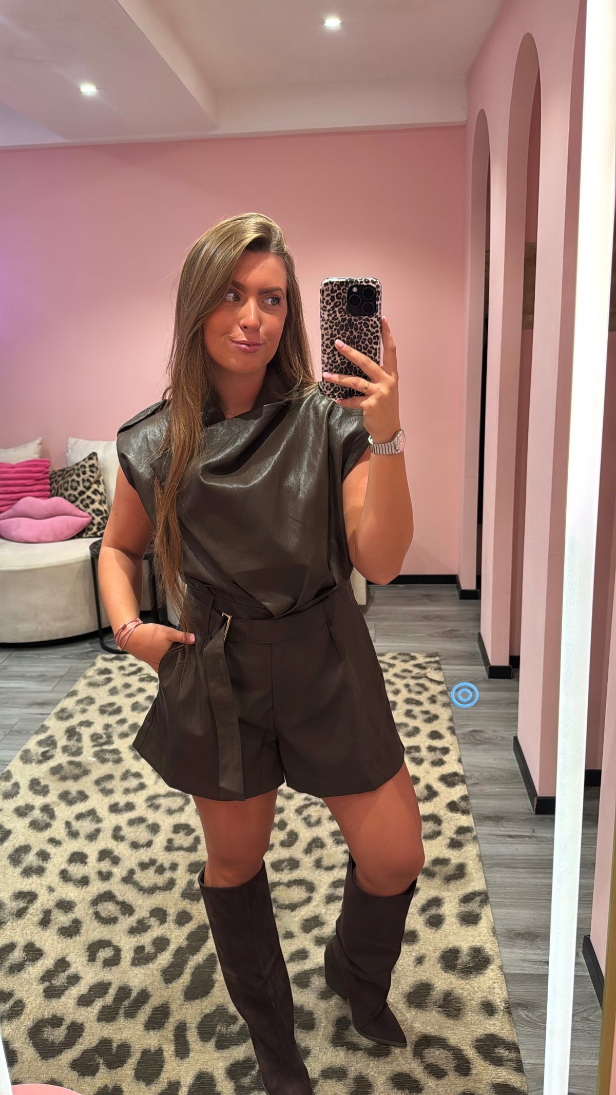 Romy Leatherlook Playsuit Bruin 4979