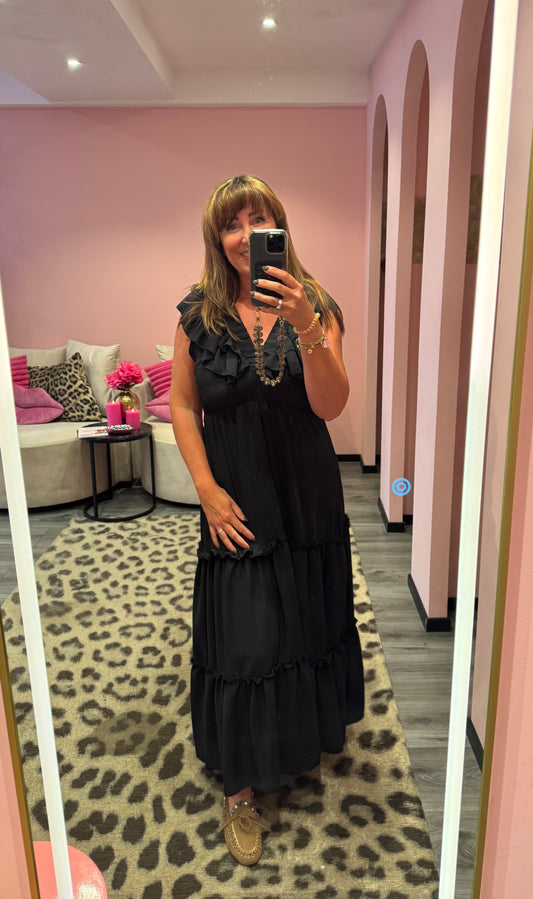 Ruffle Romance Jurk Zwart