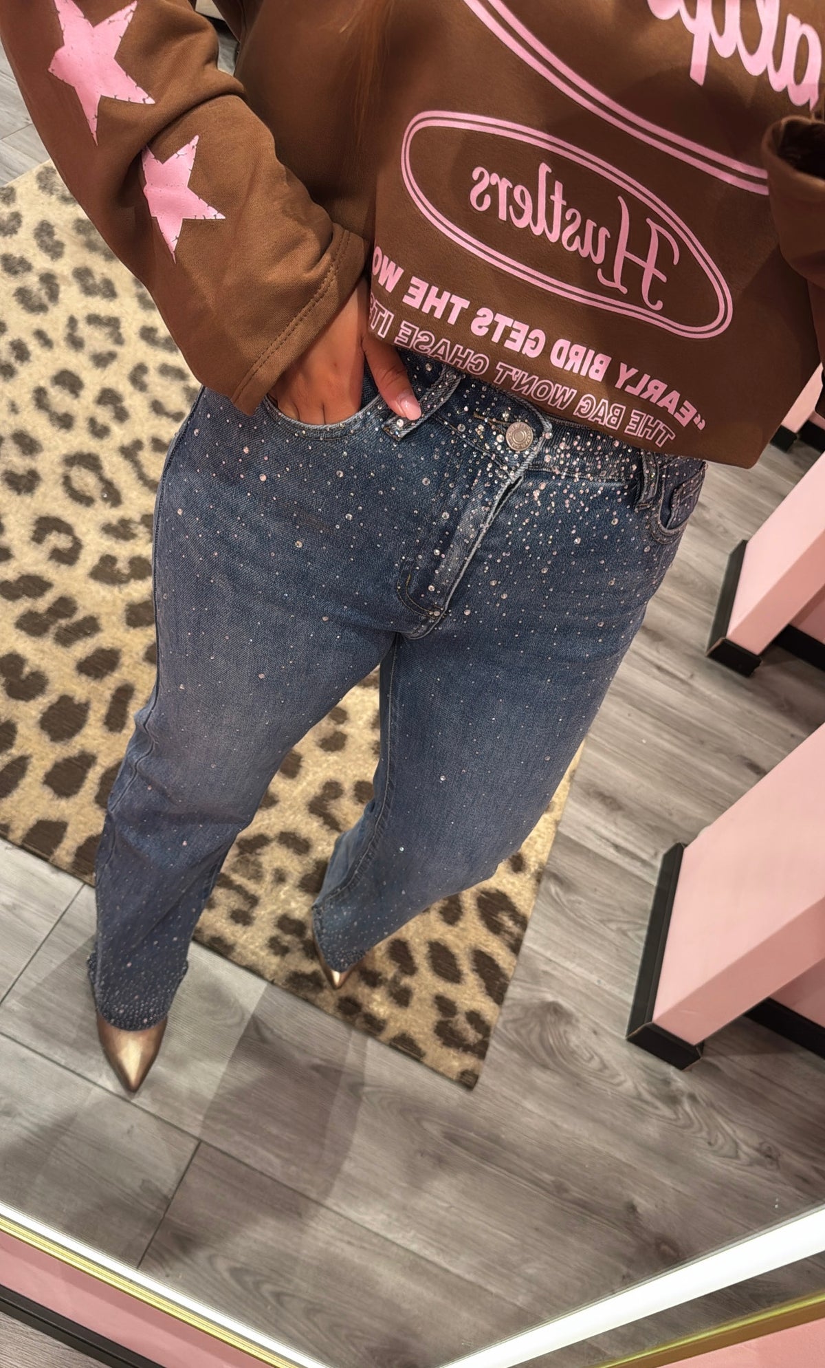 Wide Leg Strass Jeans Super Stretch 880