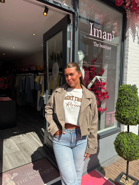 Cropped Trenchcoat Taupe