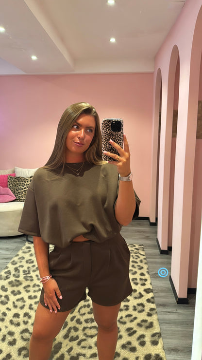 Comfy 2 Piece Set Donker Bruin