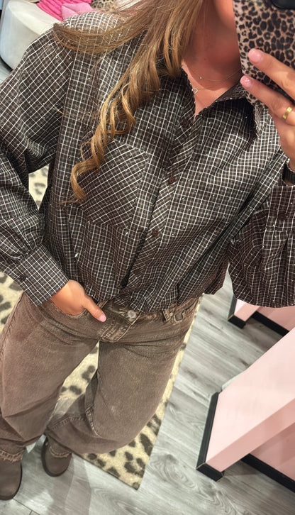 Sparkle Check Blouse Bruin