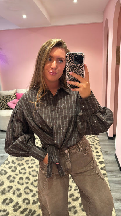 Blouse Céline Strass Bruin 9091-1