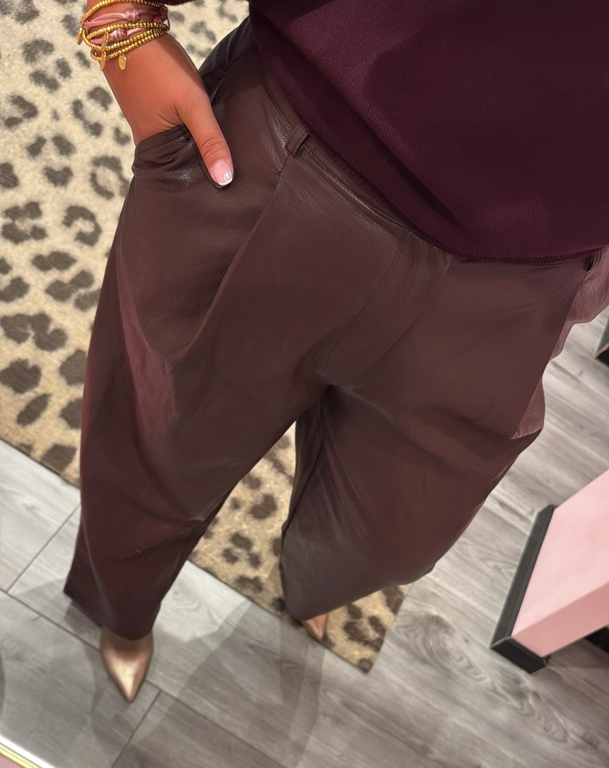 Leather Balloon Broek Aubergine 7527
