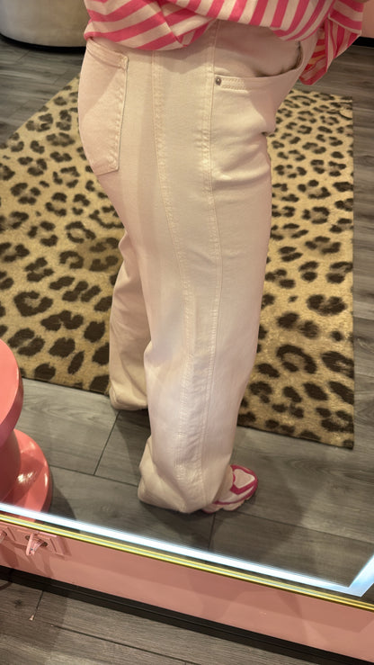 Wide Leg Jeans Beige 78335