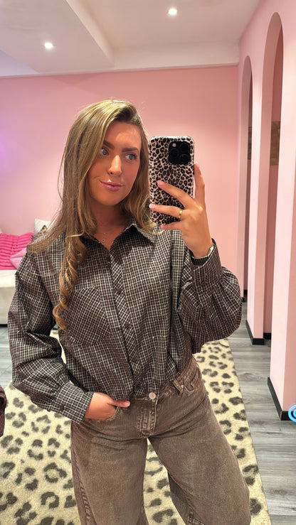 Sparkle Check Blouse Bruin