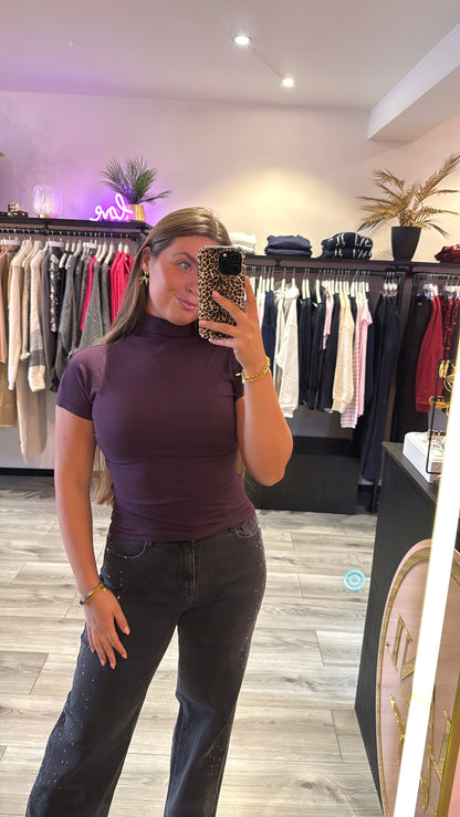 Soft Col Top Aubergine