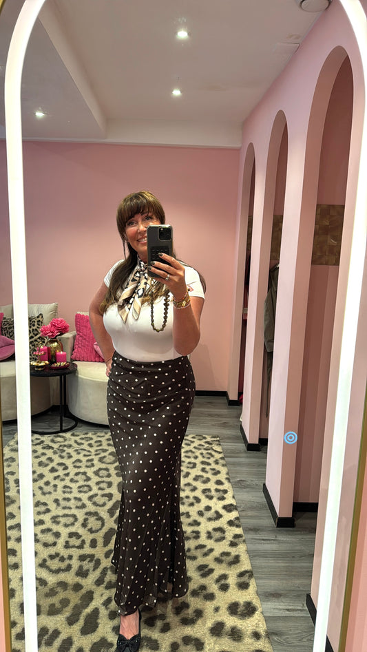 Polka Dots Skirt Bruin/Wit