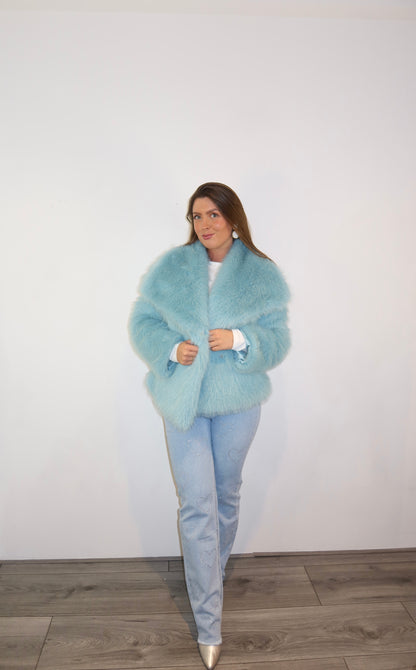 Faux Fur Coat Turquoise