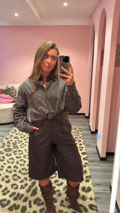 Lola Leatherlook Jort Bruin