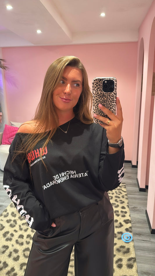Off Shoulder Longsleeve Zwart