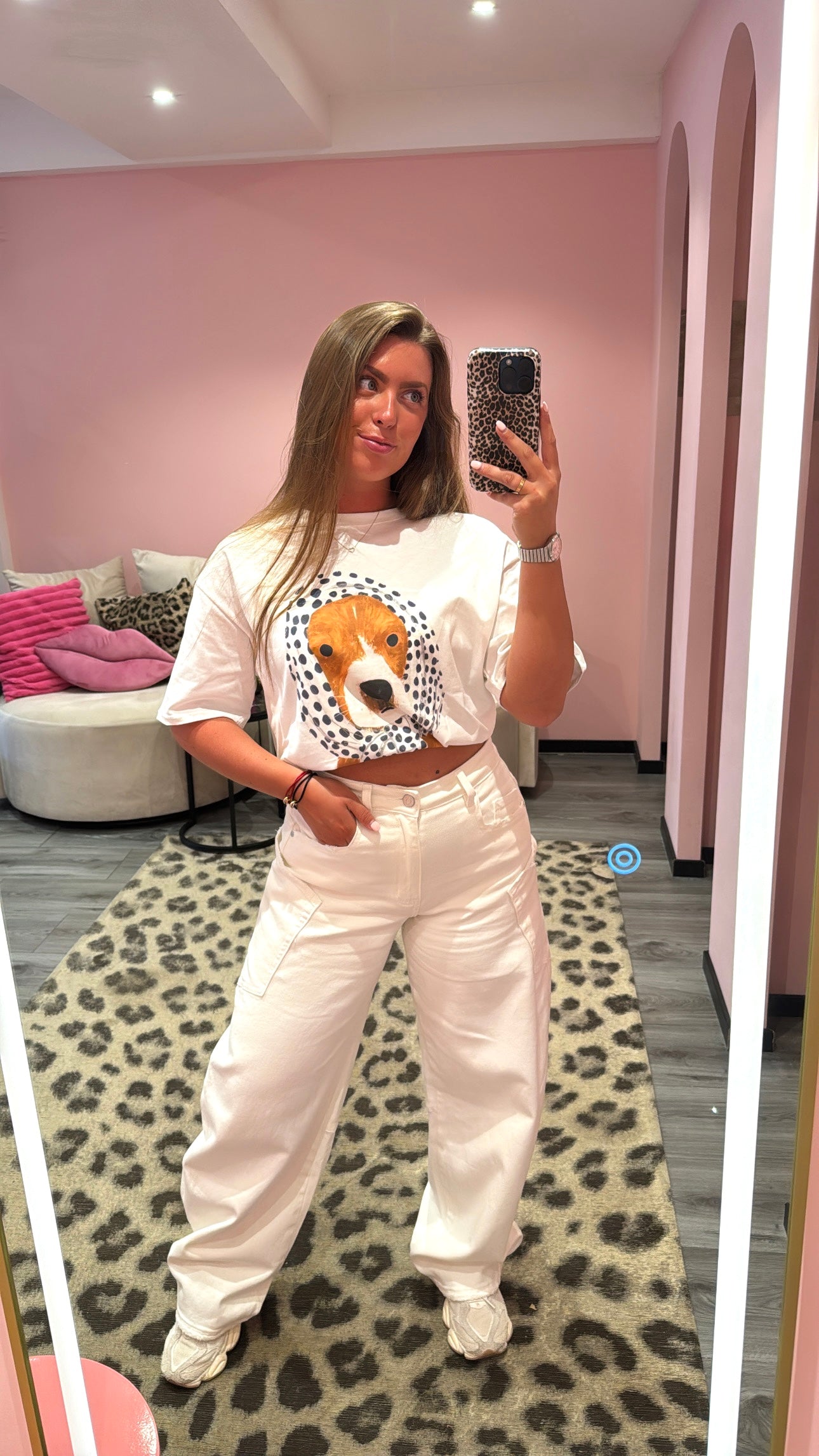 Queen Hearts Barrel/Balloon Jeans Wit 3832-B