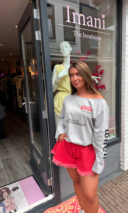 Off Shoulder Longsleeve Grijs