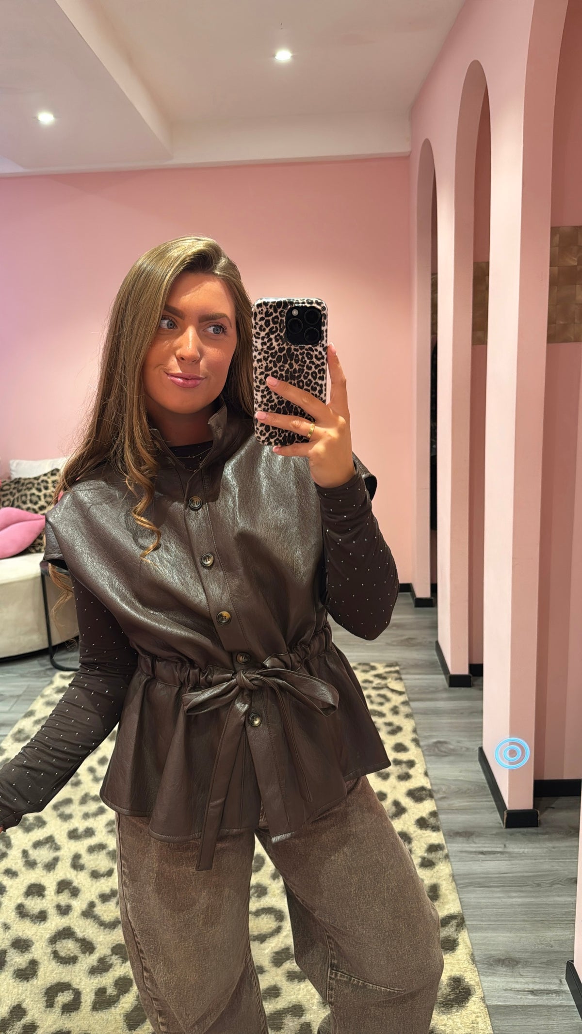 Luxe Leatherlook Gilet Bruin
