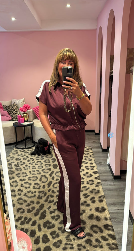 Loulou Satin Set Bordeaux