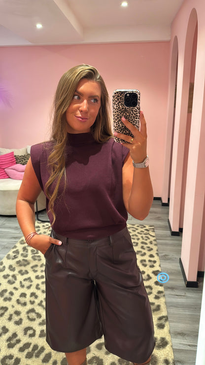 Lola Leatherlook Jort Bordeaux/Aubergine