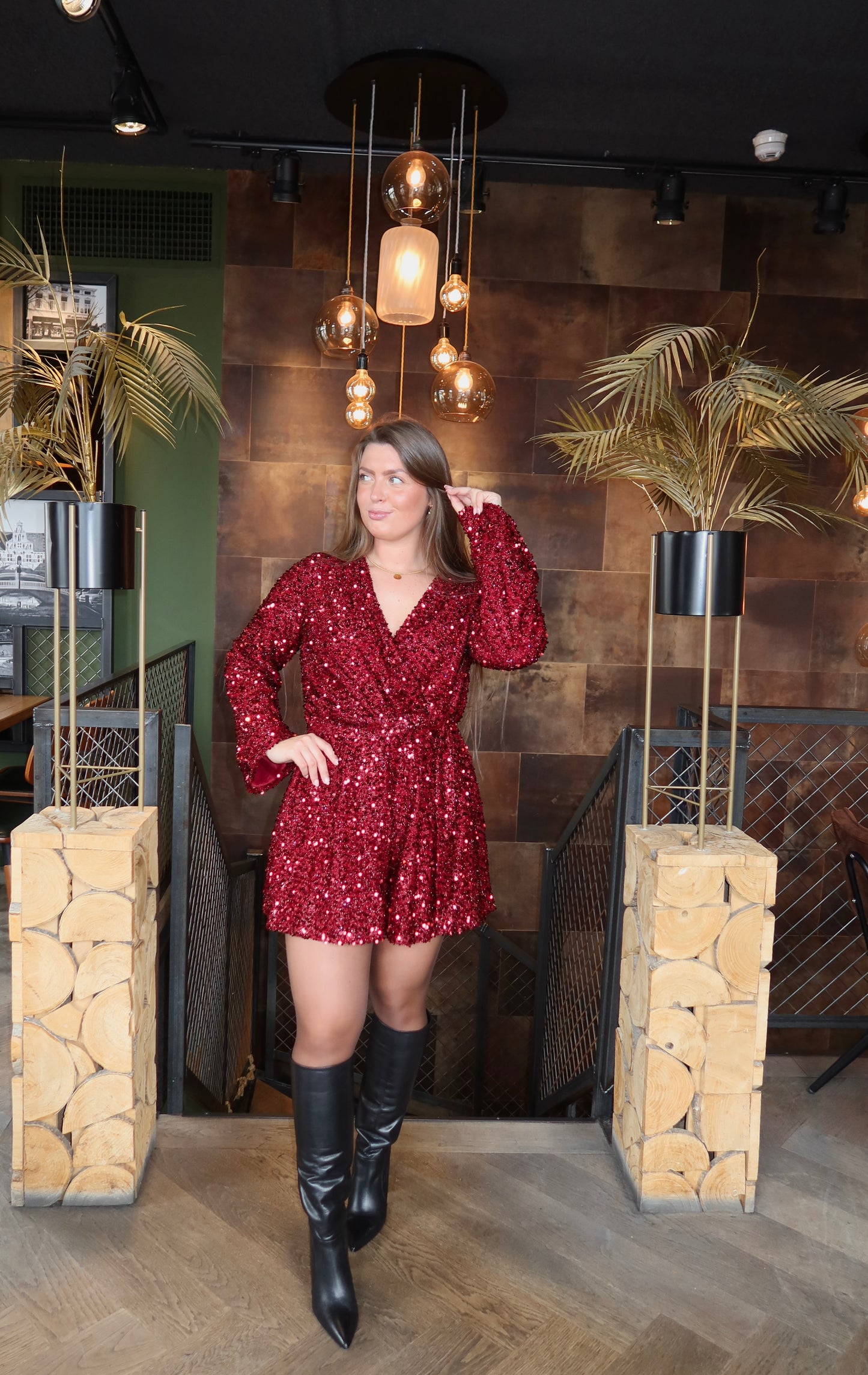 Paillet Glitter Playsuit Rood