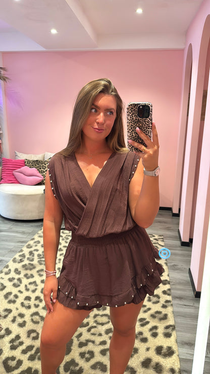 Loua Playsuit Studs Bruin