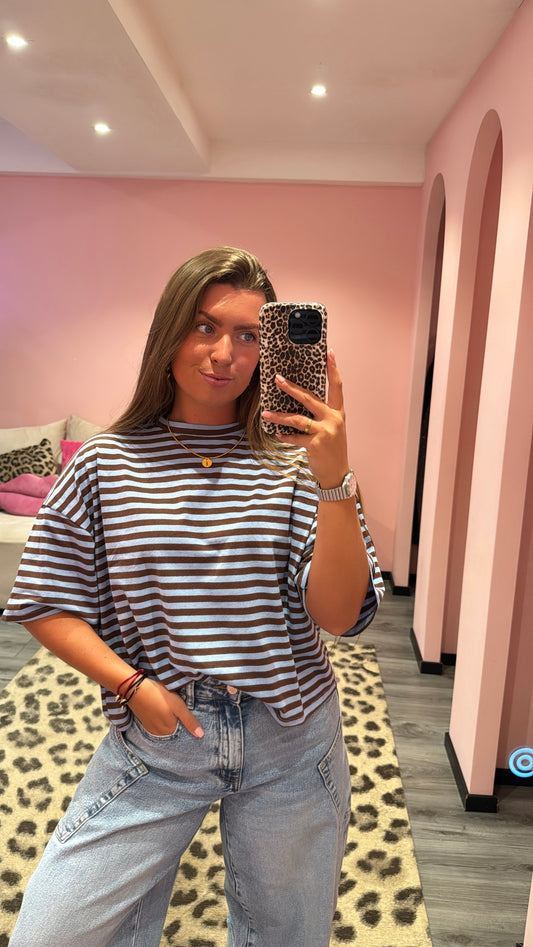 Striped Top Blauw/Bruin