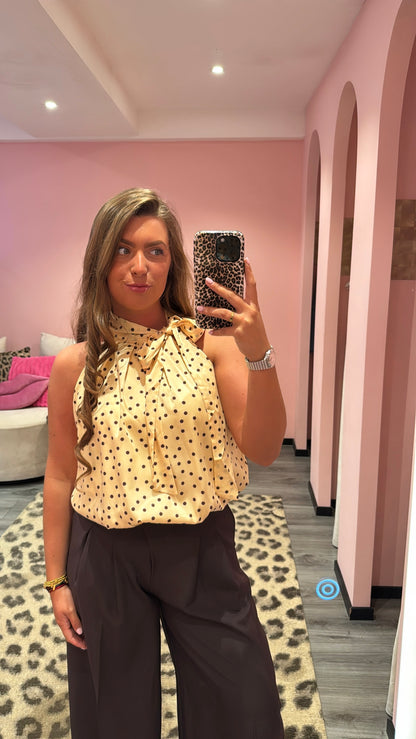 Dots Top Geel/Bruin