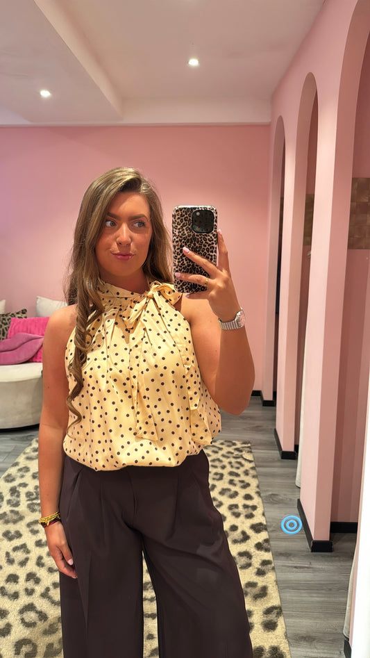 Dots Top Geel/Bruin