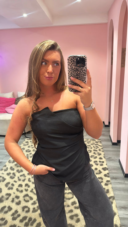 Glamour Strapless Top Zwart Strass