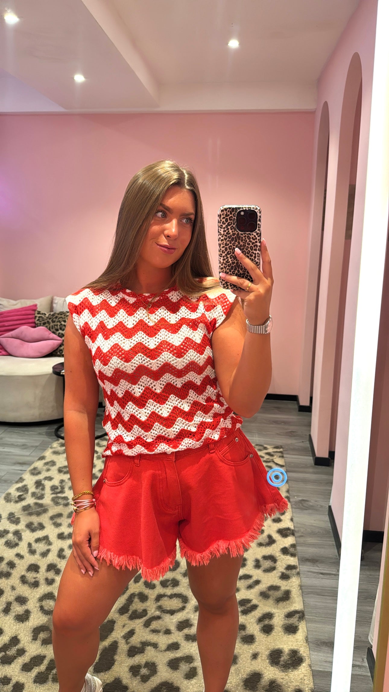 Top Riviera Crochet Rood/Wit