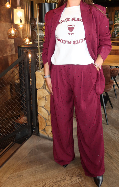 Ambika Strass Pantalon Nia Bordeaux