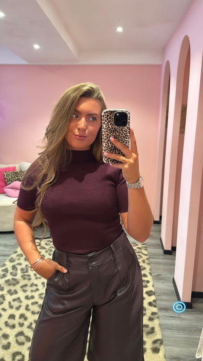 Nina Soft Turtleneck Top Aubergine