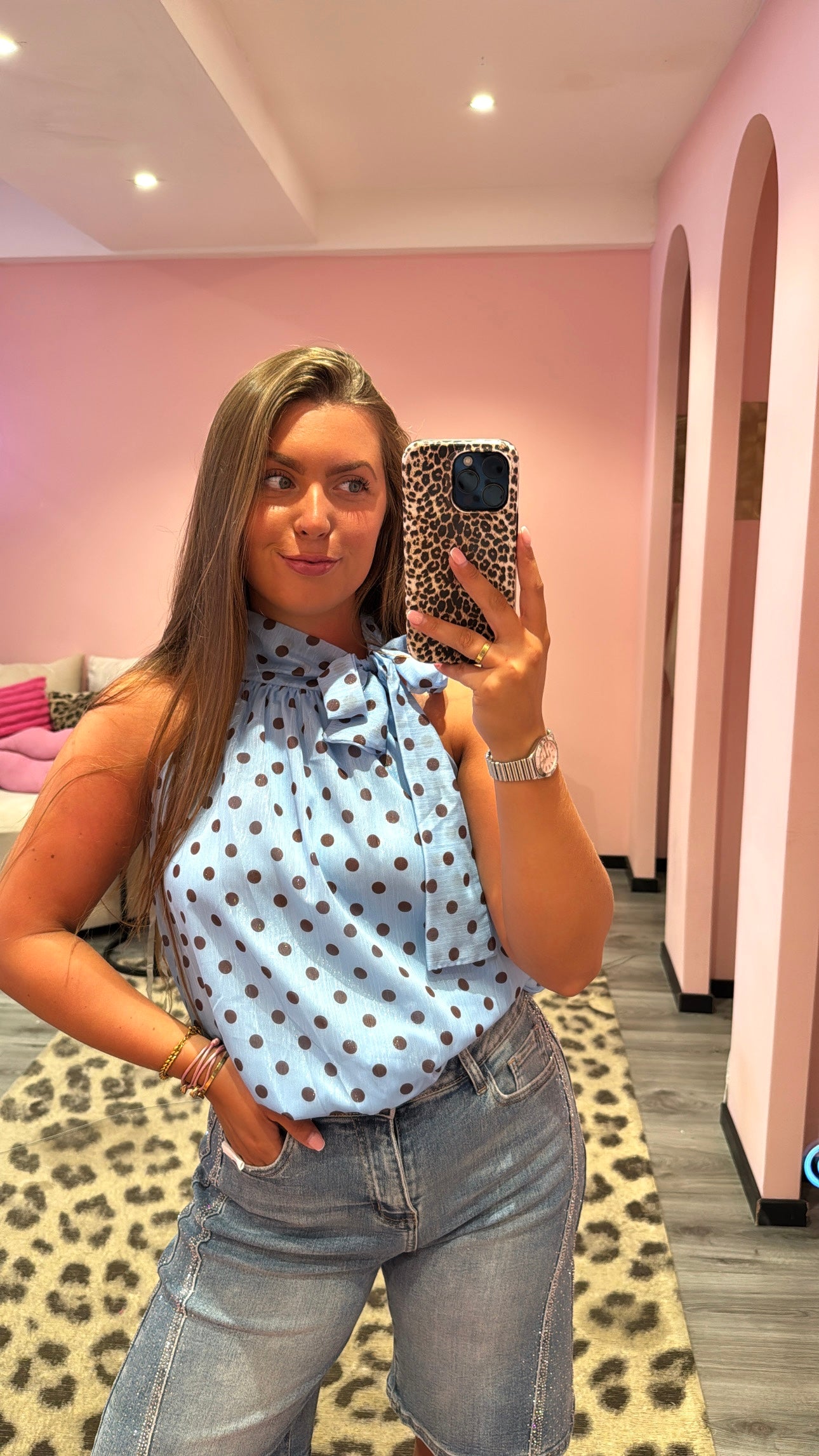 Dots Halter Top Blauw