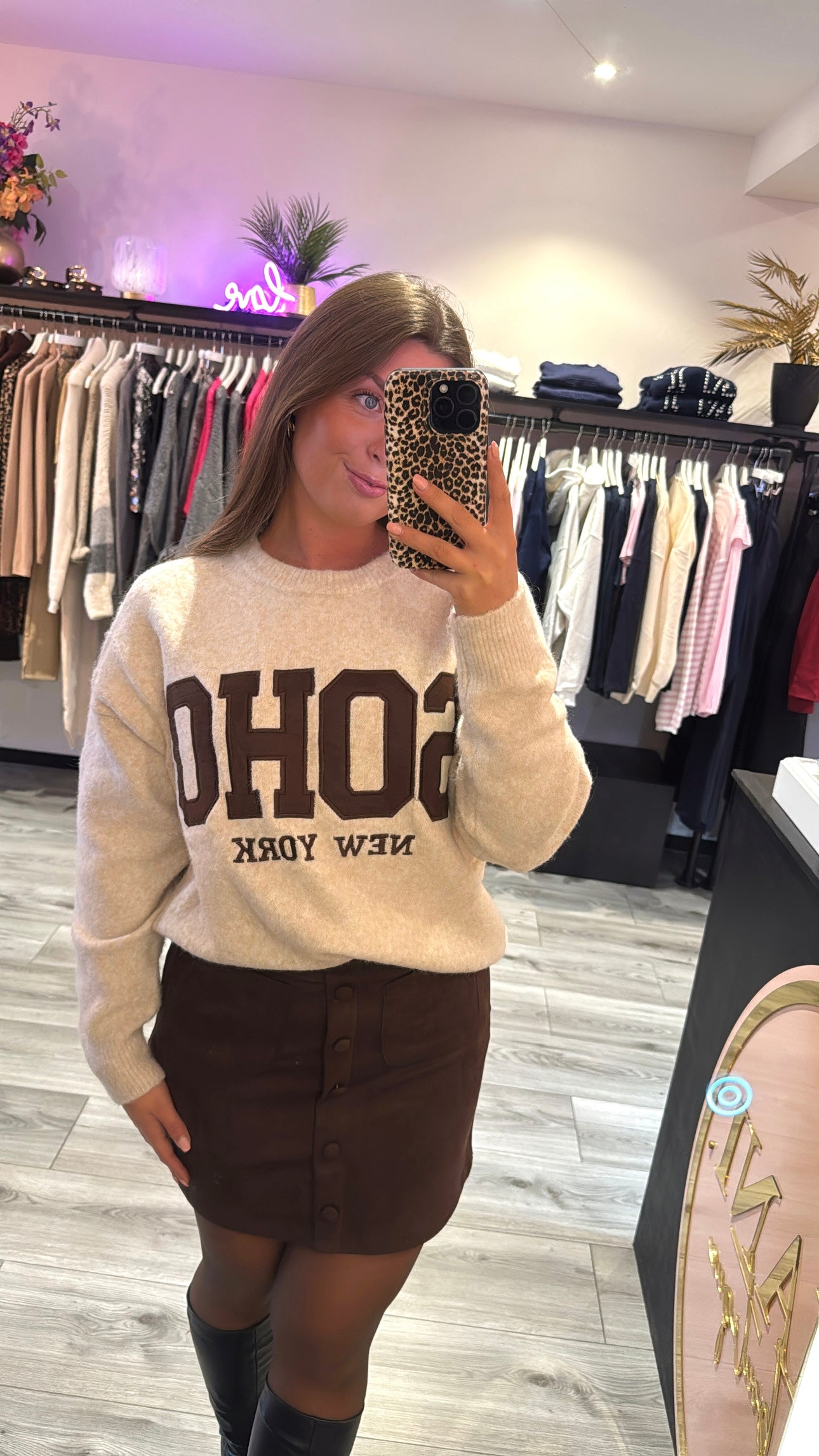 Knitted Soho Trui Beige/Bruin