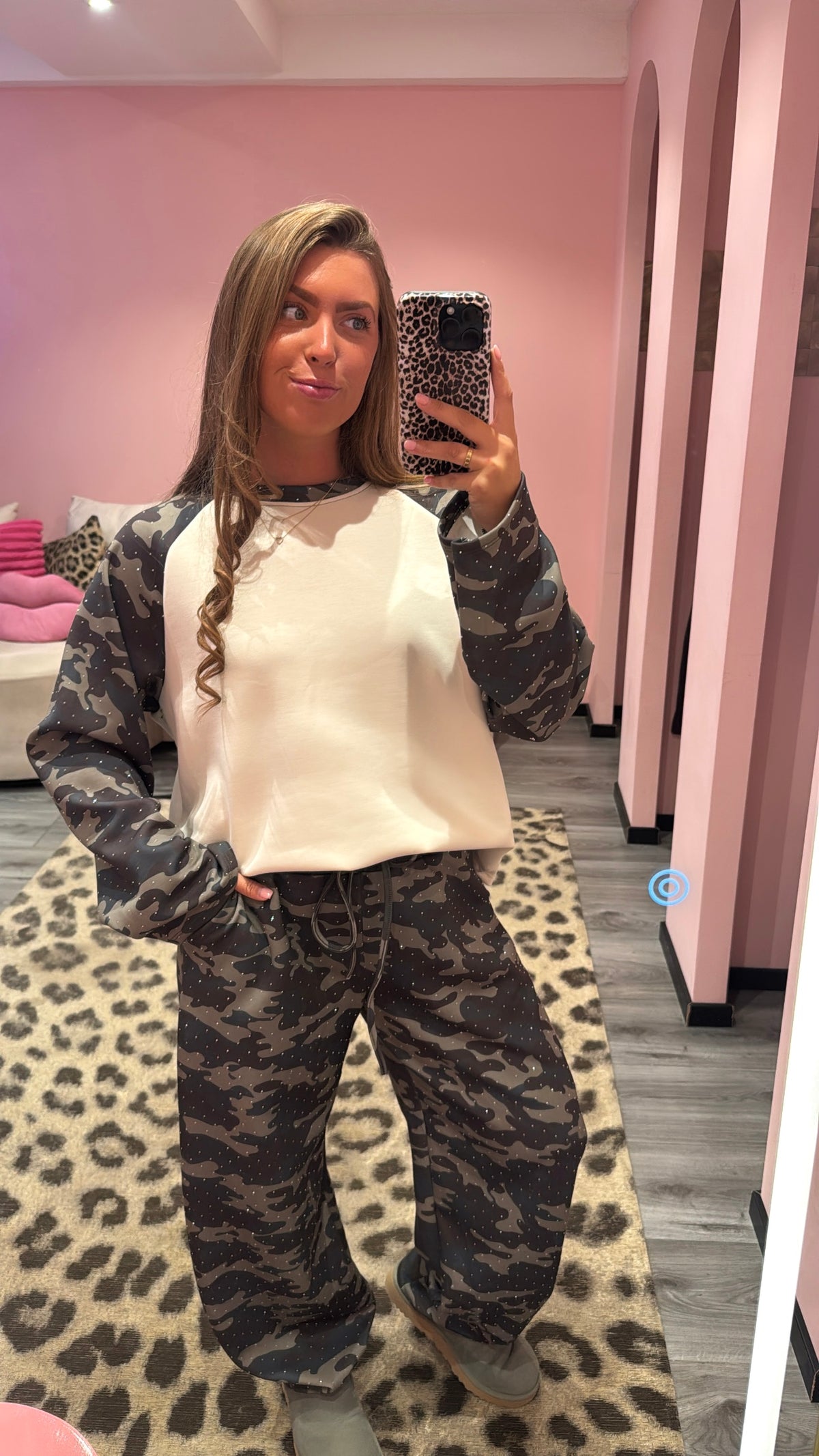 Comfy Chic Set Camouflage Strass