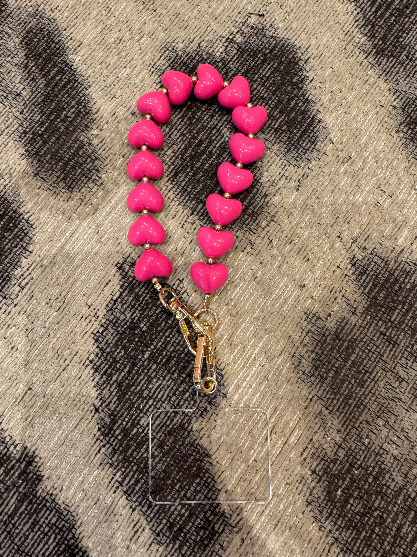 Telefoonkoord Hartjes Roze