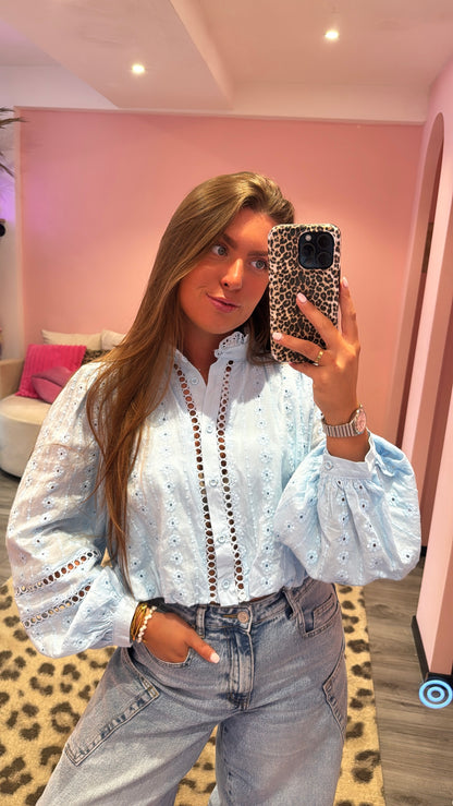Broderie Blouse Blauw