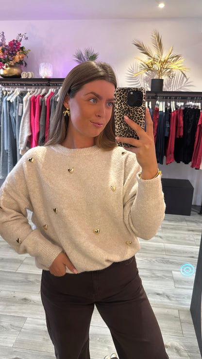 Knitted Hearts Trui Goud